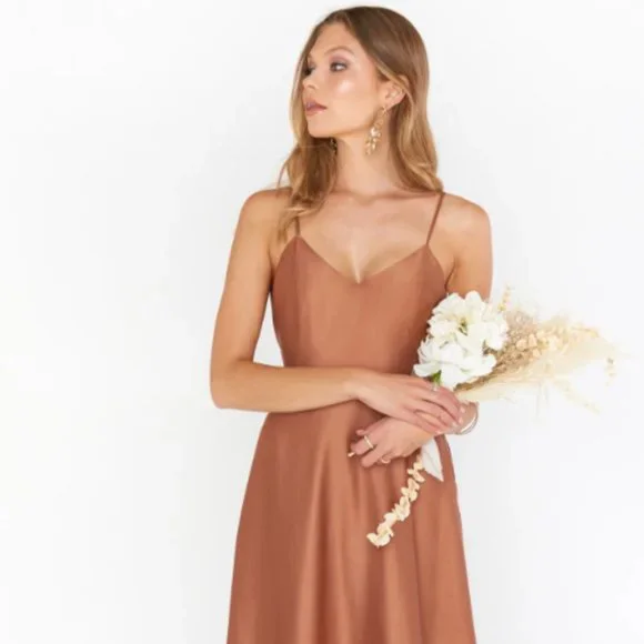 mumu faith maxi dress Faith Maxi Dress ~ Copper Luxe Satin XS